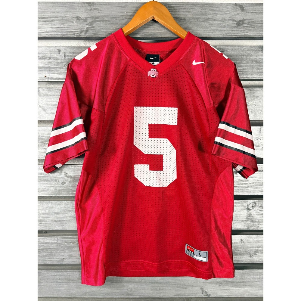 Nike Ohio State Buckeyes Jersey Youth Large L Red Football #5 Mesh